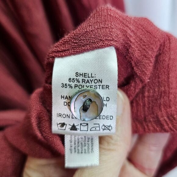 Peach Love California Red Bohemian Surplice Mini Dress Size Small - Picture 11 of 12